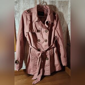 Chic Pink Double-Breasted Trench Coat